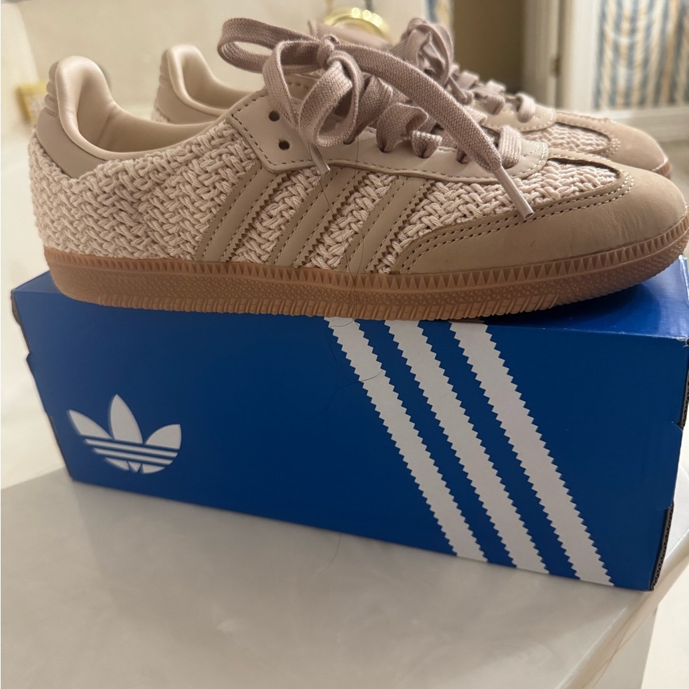 Adidas Taupe Raffia Samba Sneakers